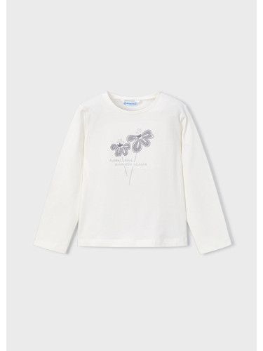 Детска блуза в бял цвят с щампа на цветя Mayoral