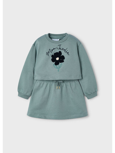 Детски комплект от две части с ластик в талията в зелен цвят Mayoral