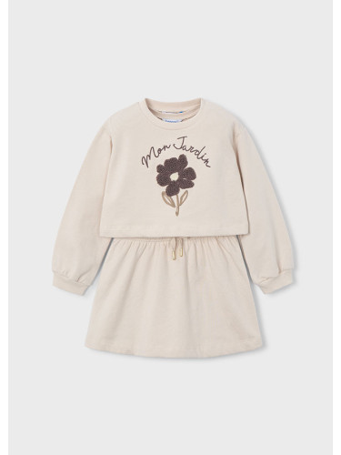 Детска комбинирана рокля от трико в бежов цвят Mayoral