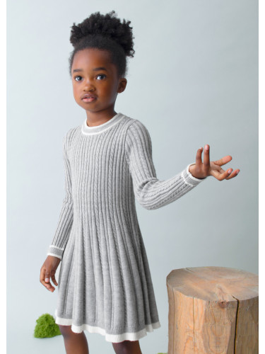 Детска фино плетена рокля в сив цвят разкроена в долната част Mayoral