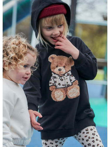 Детска спортна рокля с качулка в черен цвят Mayoral