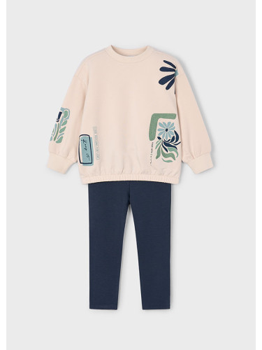 Детски комплект от две части в бежов цвят с цветя Mayoral