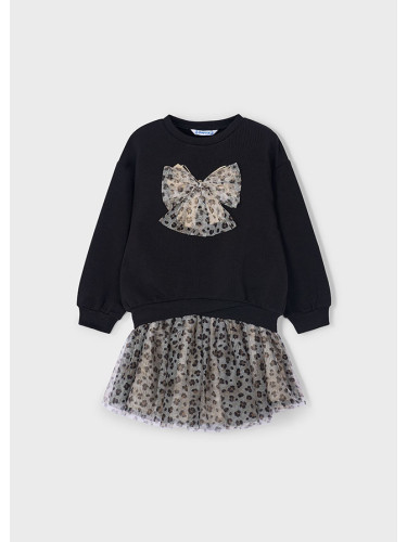 Детски комплект в черен цвят с тюлена пола и блуза с панделка Mayoral