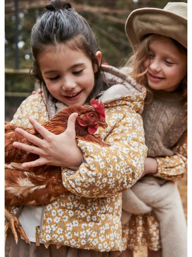 Детско двулицево яке в розово злато и с цветя Mayoral