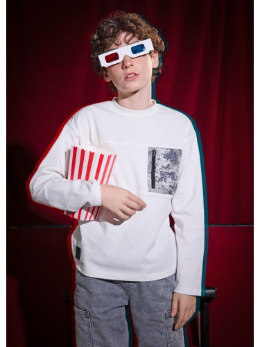 Детска трикотажна блуза в бял цвят с принт Mayoral