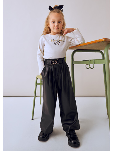 Детски панталон с широк крачол в черен цвят с колан Mayoral