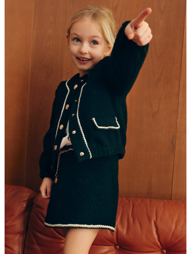 Детска елегантна черна пола от фино плетиво със златен колан Abel&Lula