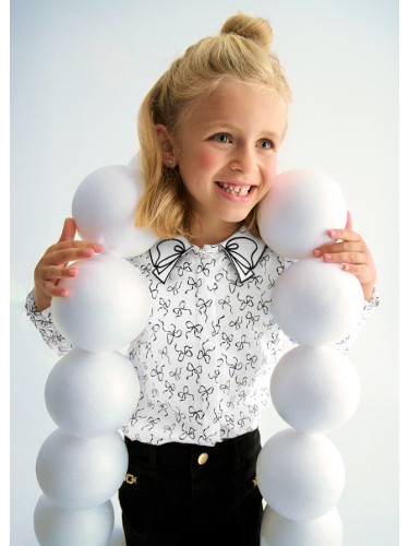 Детска риза от сатен в бял цвят с панделки Abel and Lula