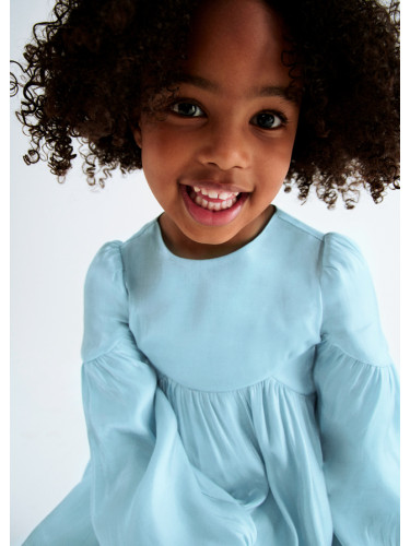 Детска рокля със сатенени ръкави в син цвят Abel and Lula