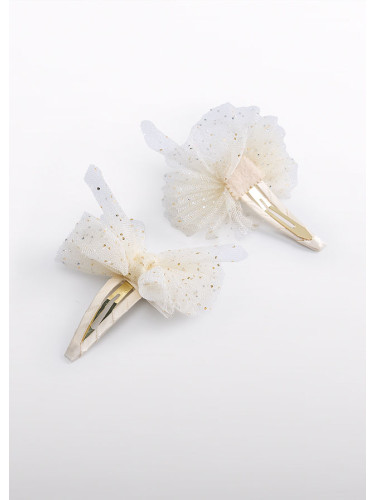 Комплект от два броя щипки за коса в цвят екрю Abel and Lula