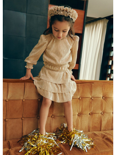 Детска рокля с дълъг ръкав в златен цвят Abel and Lula