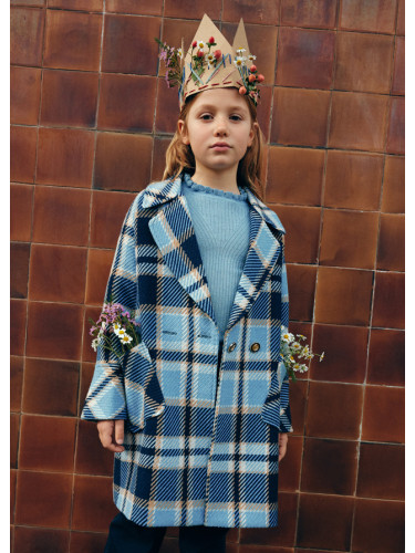 Детско палто каре в син цвят Abel and Lula