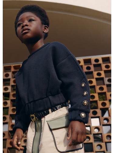 Детска блуза в черен цвят с копчета на ръкава Abel and Lula