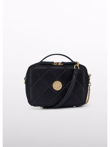 Малка детска кожена чанта със златно лого в черен цвят Abel and Lula