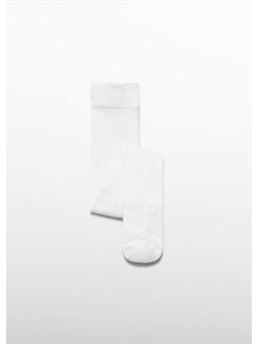 Бебешки чорапогащник в бял цвят на ромбоиди Abel and Lula