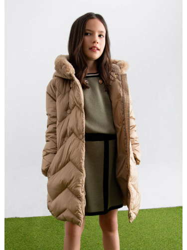 Дълга ватирана шуба в цвят тъмен крем Abel and Lula