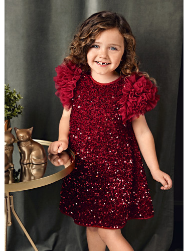 Кадифена рокля с пайети в цвят бордо Abel and Lula