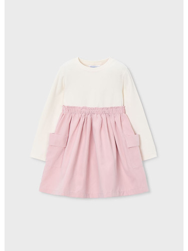 Детска рокля в розов цвят с дълъг ръкав и поло Mayoral
