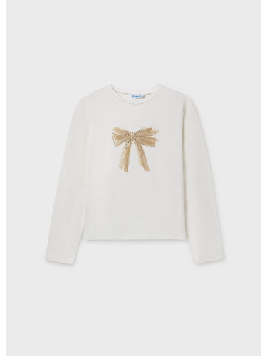 Детска блуза в екрю цвят с щампа бежова панделка Mayoral