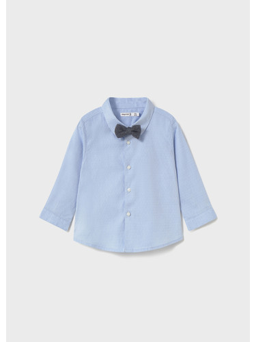 Бебешка риза с дълъг ръкав в светлосин цвят със тъмносива папийонка Mayoral