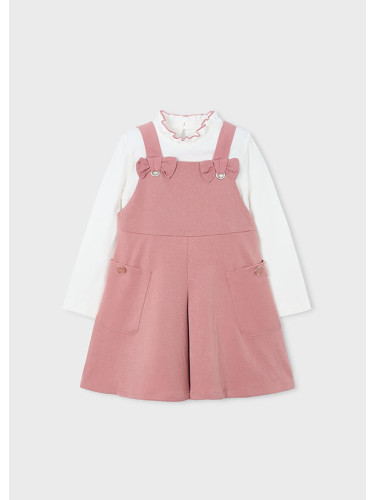 Комплект от сукман в розов цвят и бяла поло блуза Mayoral