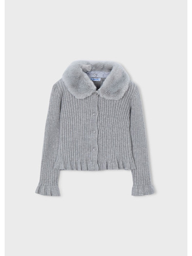 Детска жилетка от фино плетиво с яка в сив цвят Mayoral