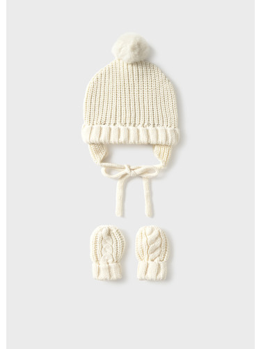 Бебешки комплект от шапка и ръкавици в бежов цвят Mayoral