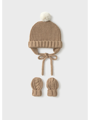 Бебешки комплект от шапка и ръкавици в кафяв цвят Mayoral