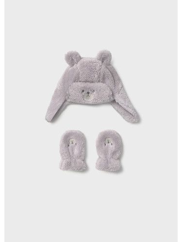 Бебешки комплект шапка с ръкавици в сив цвят Mayoral