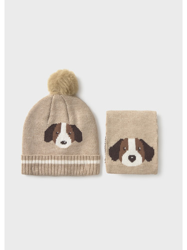 Бебешки комплект шапка и шал в бежов цвят от фино плетиво Mayoral