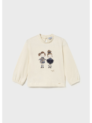 Бебешка блуза в бял цвят и щампа на момичета  Mayoral