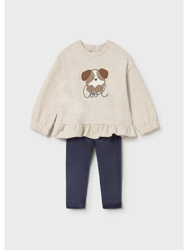 Бебешки комплект в бежов и сив цвят с щампа кученце Mayoral