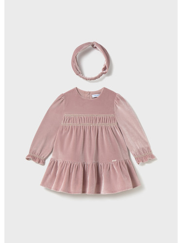 Бебешка рокля от кадифе в розов цвят Mayoral