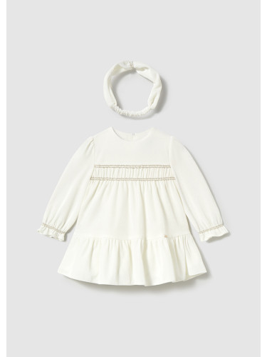 Бебешка рокля от кадифе в бял цвят Mayoral