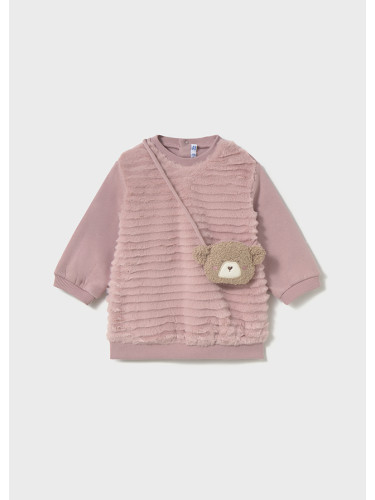 Бебешка зимна рокля с чанта в розов цвят Mayoral