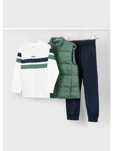 Детски комплект от три части с елек в зелен цвят Mayoral