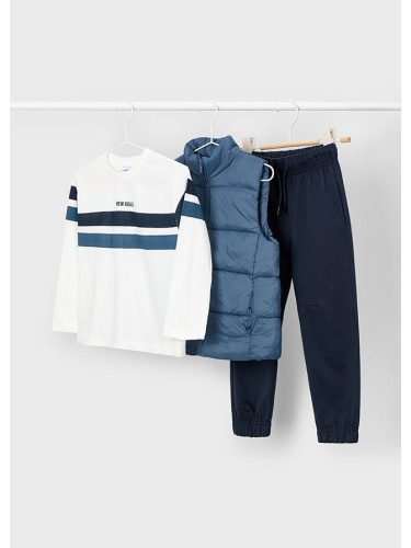 Детски комплект от три части с елек в син цвят Mayoral