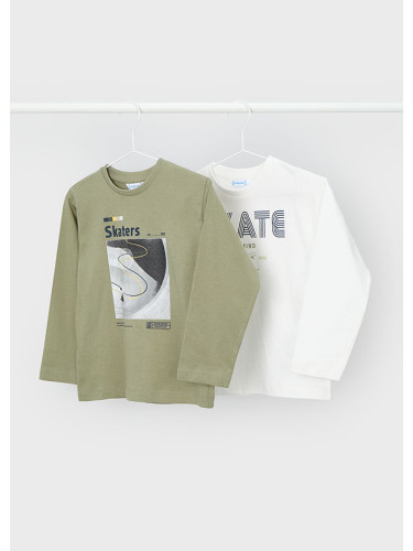 Детски комплект от две блузи в зелен и бял цвят Mayoral