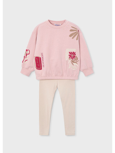 Детски комплект от две части в розов цвят с цветя Mayoral