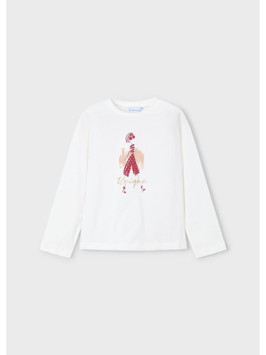 Детска блуза в бял цвят с щампа момиче Mayoral