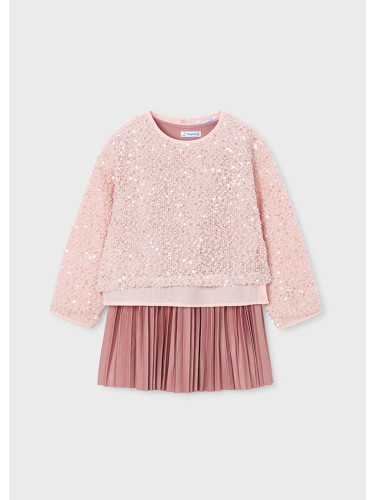 Пайетена рокля с подплата в розов цвят Mayoral