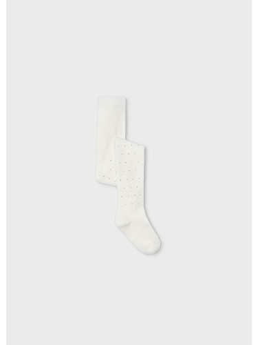 Детски плътен чорапогащник в бяло с камъчета Mayoral