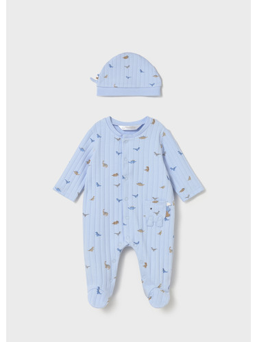 Бебешки рипсен гащеризон с динозаври в син цвят Mayoral