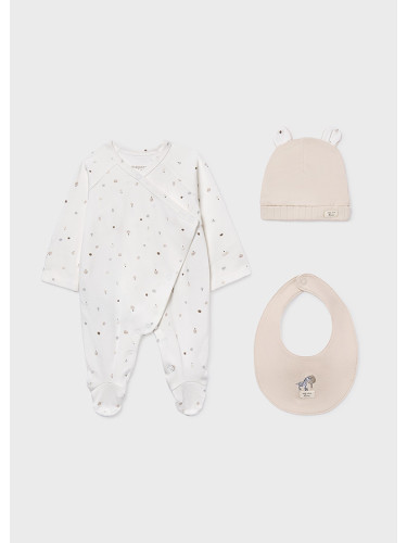 Комплект от три части с гащеризон с дълъг ръкав в бежов цвят  Mayoral