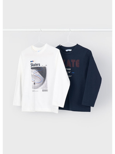 Детски комплект от две блузи в тъмно син и бял цвят Mayoral