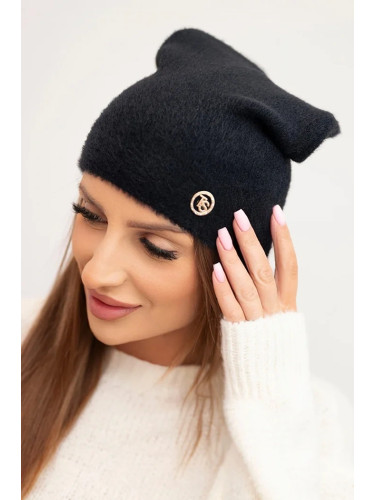 Polski Classic women's cap made of soft knit with a decorative plate black