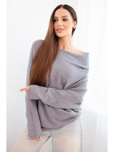 Kesi Włoski Women's viscose batwing asymmetrical sweater gray