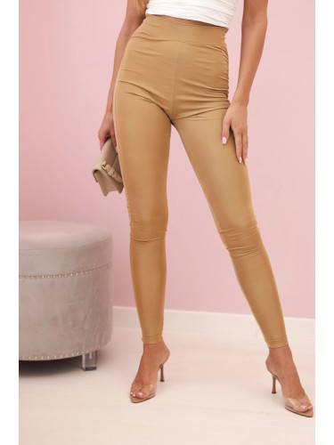 Kesi Women's high-waisted leggings made of stretchy material camel
