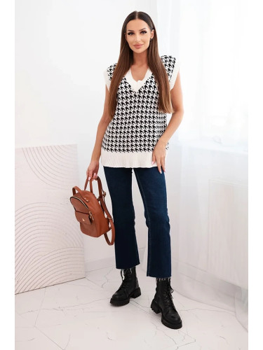 Kesi Houndstooth sweater without sleeves ecru
