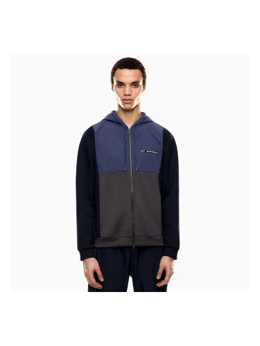 МЪЖКО ГОРНИЩЕ EA7 EMPORIO ARMANI 7M000938-UB102 ATHLETIC COLOUR BLOCK HOODIE FZ NYLON ТЪМНОСИНЬО/ТЪМНОСИВО